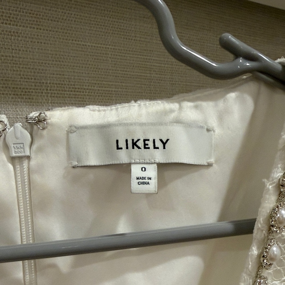LIKELY White Lace Mini Dress with Pearl Detail - Picture 2 of 5